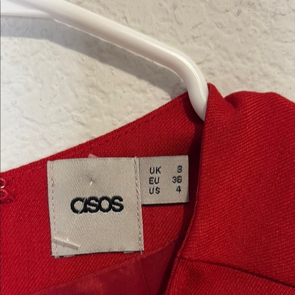 ASOS size 4 Red Dress with Houndstooth Pockets - Picture 2 of 5